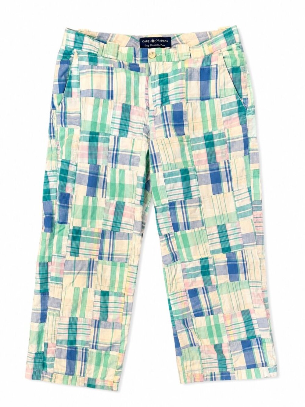 Cape Madras Cotton Patchwork Plaid Crop Pants Women's Size 6 Coastal Preppy